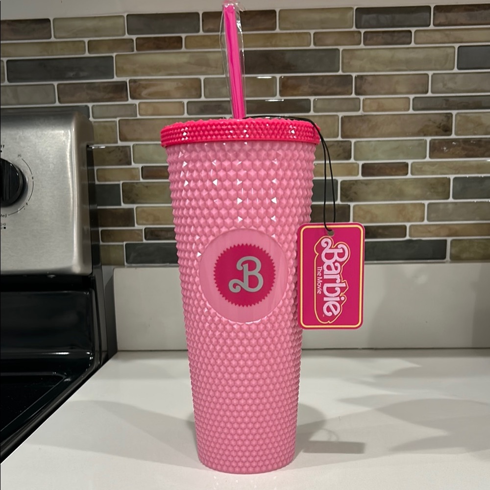 Barbie Pink Studded Tumbler with Straw